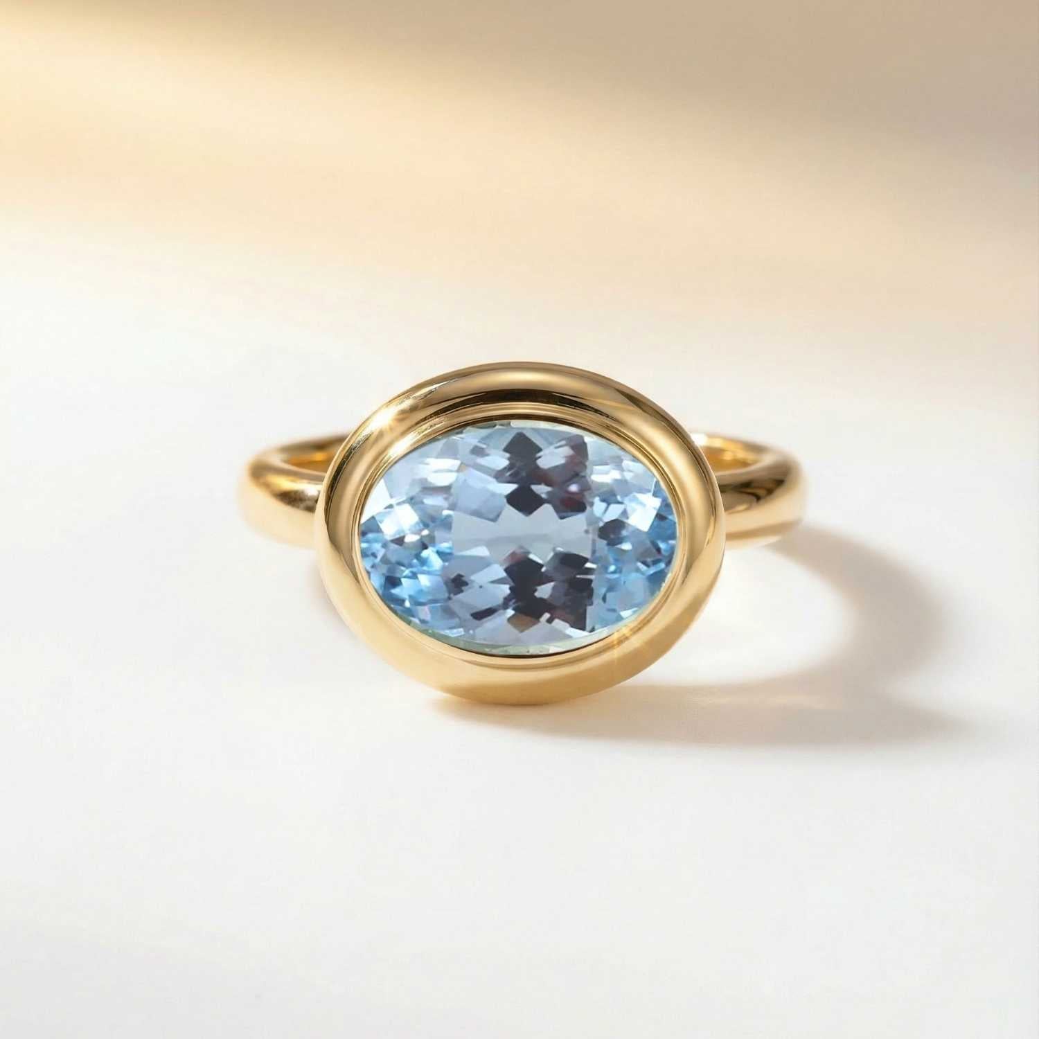 Solid Gold Contemporary Topaz Ring - Avery Ring - Dainty London