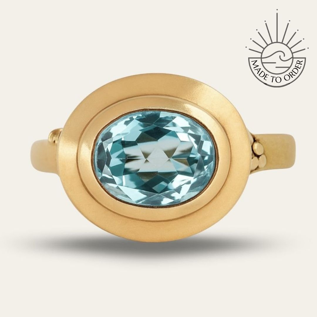 Solid Gold Contemporary Topaz Ring - Avery Ring - Dainty London