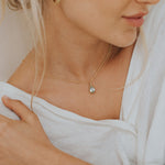 Solid Gold Green Amethyst Necklace - Alba - Dainty London