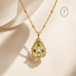 Gold Vermeil Green Quartz Necklace - Alba - Dainty London