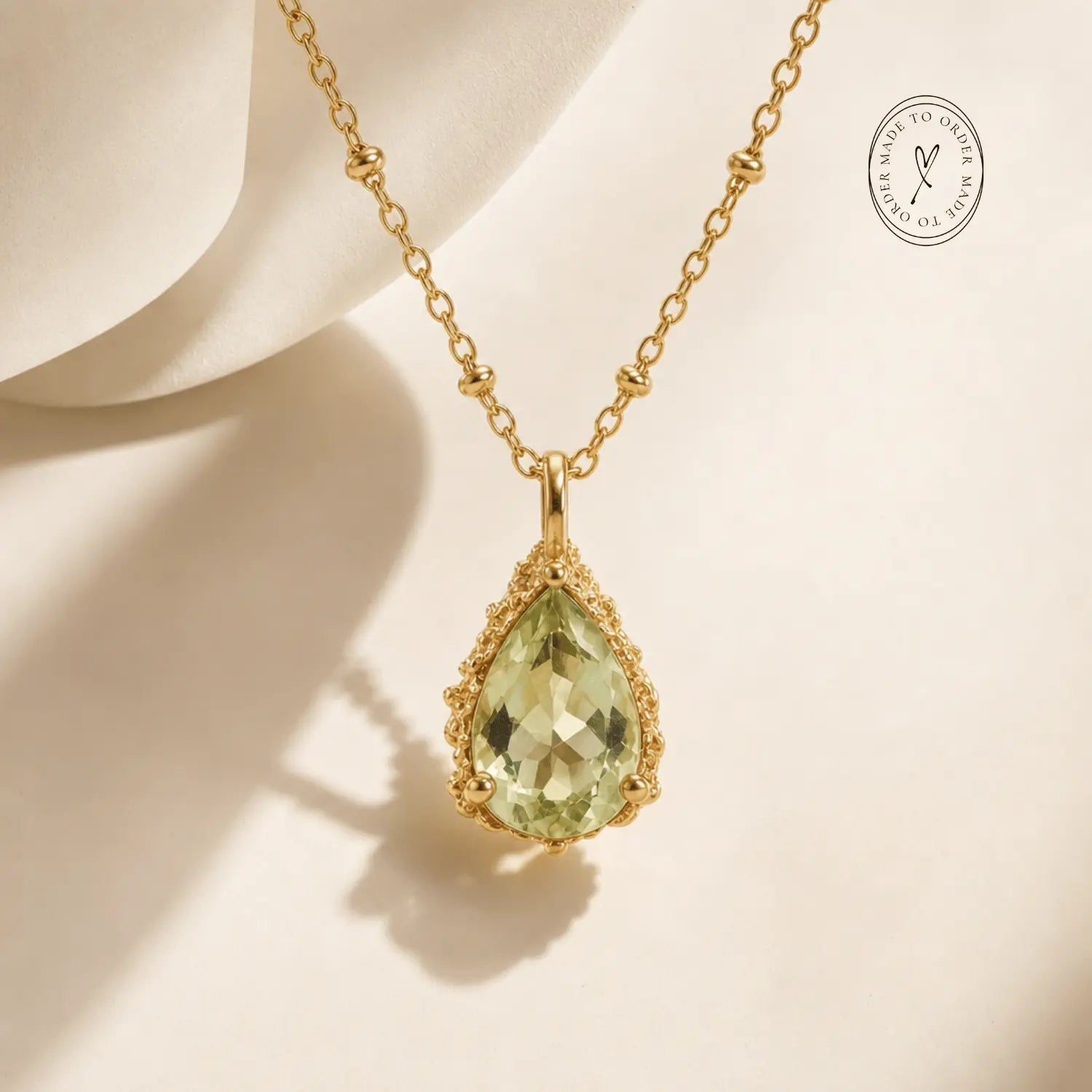 Gold Vermeil Green Quartz Necklace - Alba - Dainty London