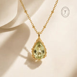 Gold Vermeil Green Quartz Necklace - Alba - Dainty London