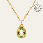 Solid Gold Green Beryl Necklace - Alba - Dainty London
