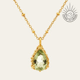 Solid Gold Green Beryl Necklace - Alba - Dainty London