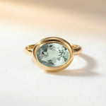 Solid Gold Green Quartz Modern Ring - Margo - Dainty London