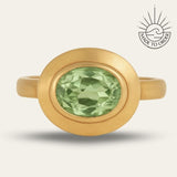 Solid Gold Green Quartz Modern Ring - Margo - Dainty London