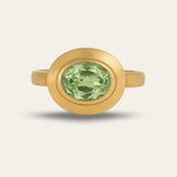 Solid Gold Green Quartz Modern Ring - Margo - Dainty London