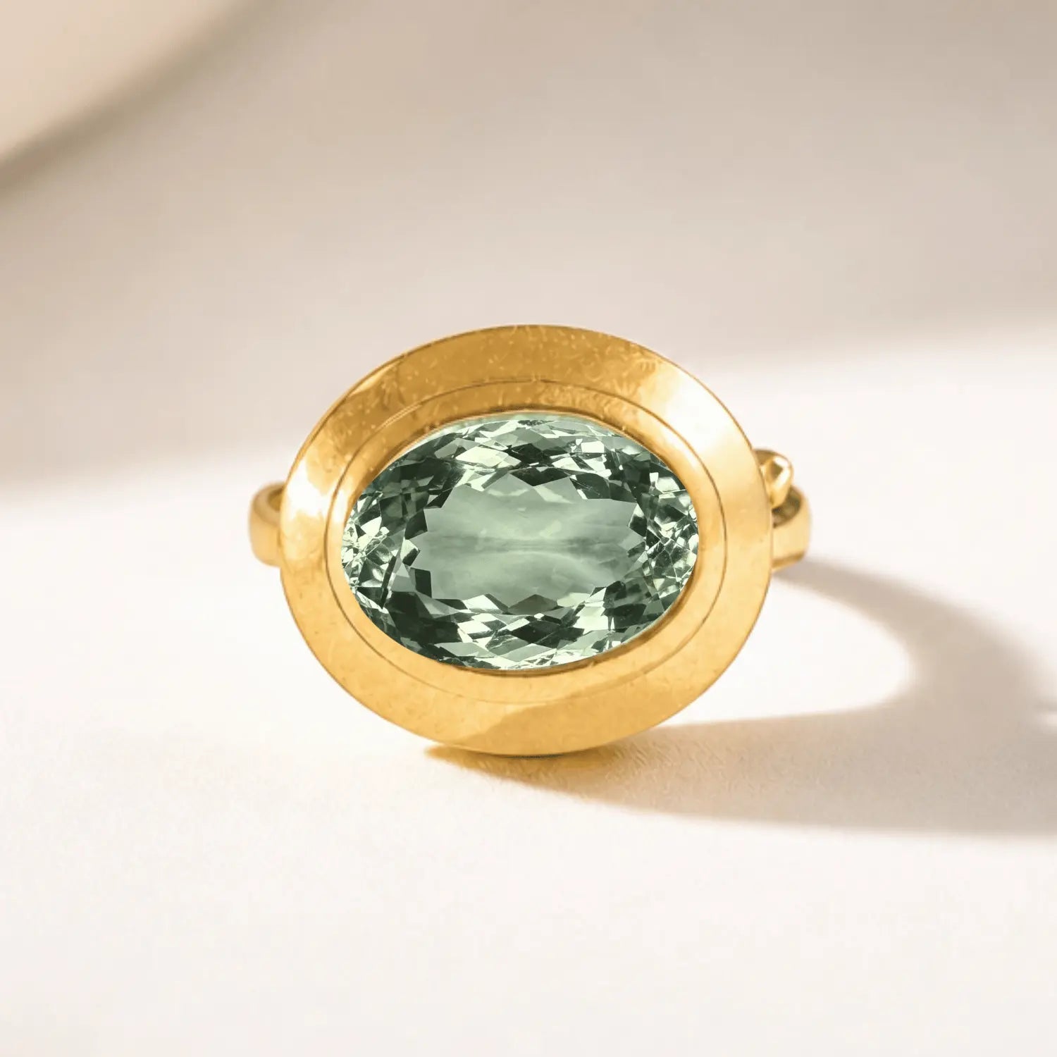 Solid Gold Green Quartz Modern Ring - Margo - Dainty London