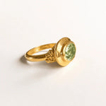 Solid gold green quartz modern ring - Margo - Dainty London