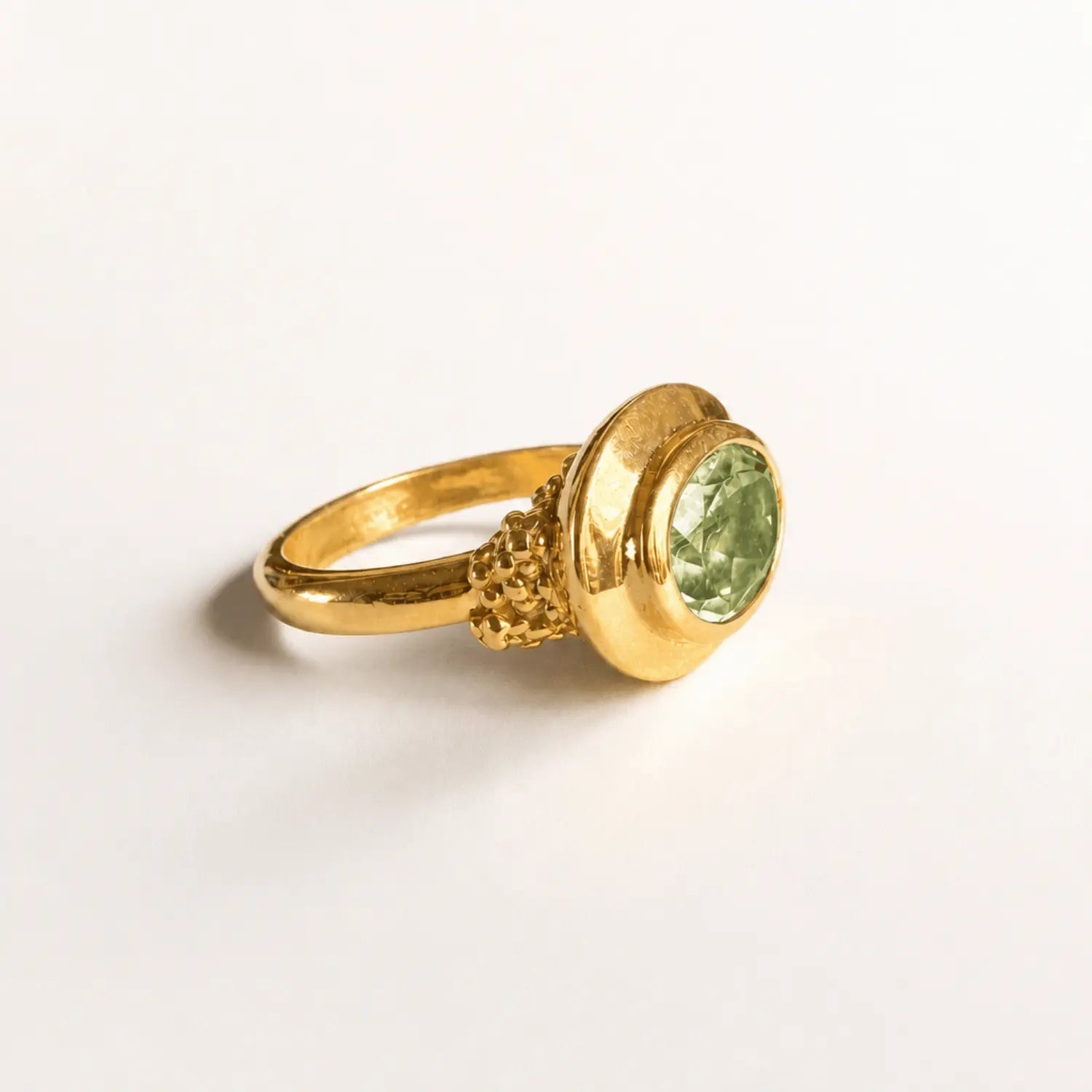 Solid gold green quartz modern ring - Margo - Dainty London