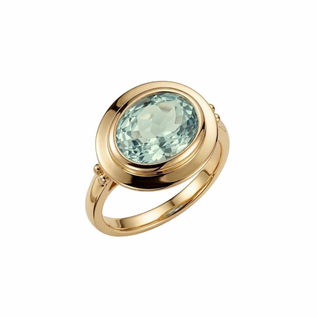Solid Gold Green Quartz Modern Ring - Margo - Dainty London