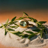 Solid Gold Margo Ring - Green Quartz Modern Luxury Rings - Dainty London solid gold ring, green quartz jewellery, ocean-inspired ring, bespoke jewellry, UK size rings, handmade jewelry, gift for her, statement ring, ethical gold jewellery, modern gemstone ring, custom ring, ocean green gemstone, gift for special occasions