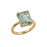 Solid Gold Green Quartz Ring - Luna - Dainty London