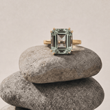 Solid Gold Green Quartz Ring - Luna - Dainty London