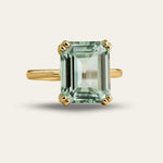 Solid Gold Green Quartz Ring - Luna - Dainty London