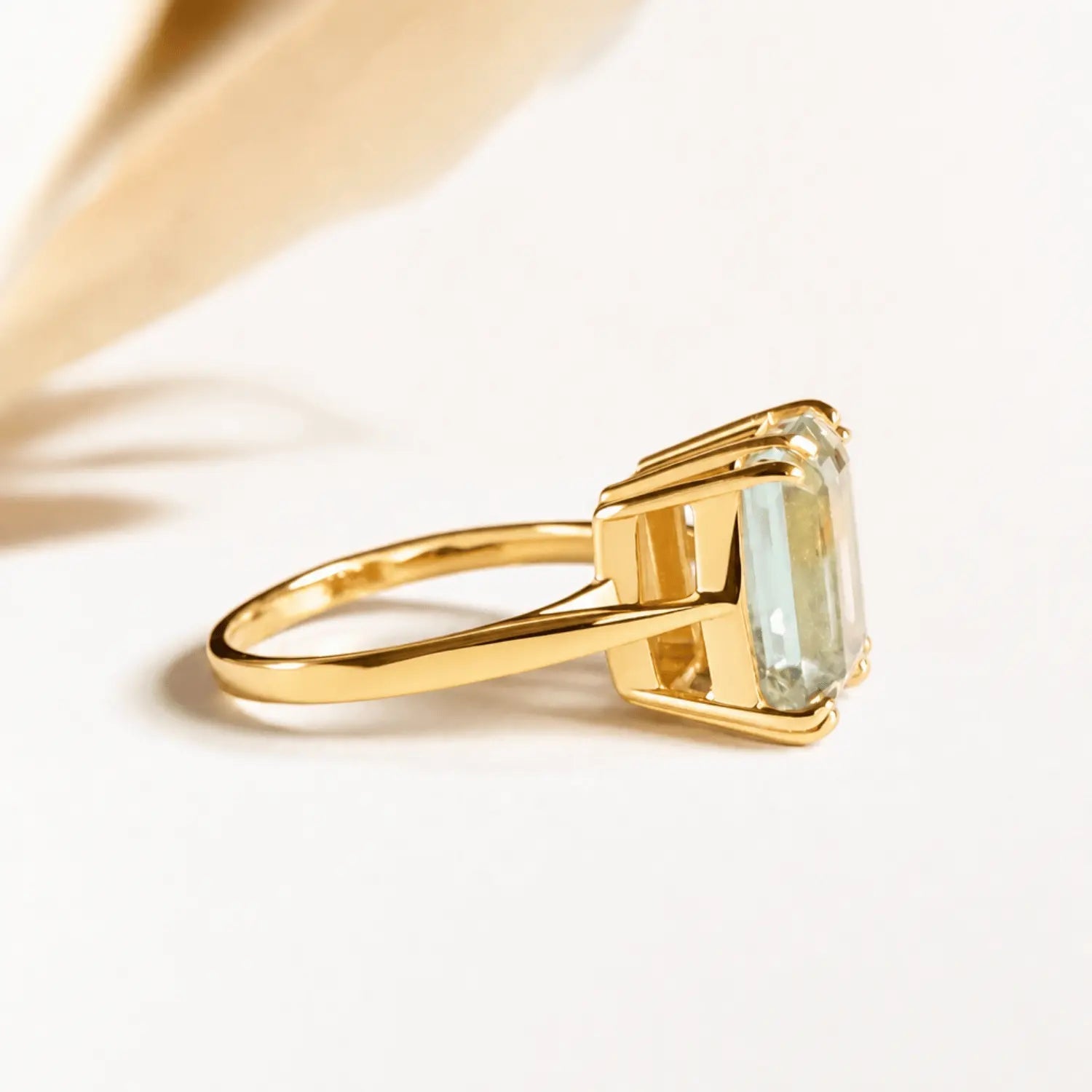 Solid Gold Green Quartz Ring - Luna - Dainty London