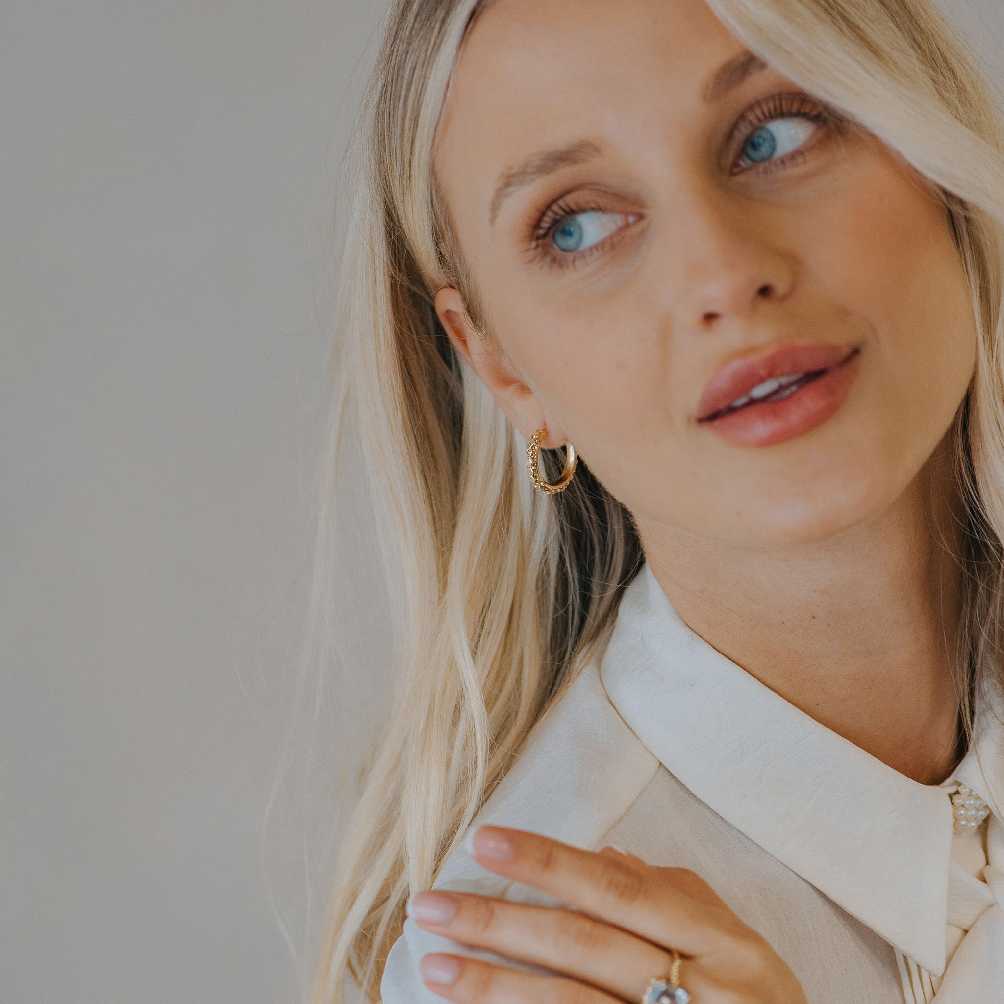 Solid Gold Hebe Hoops - Goddess Celestial Hoop Earrings - Dainty London