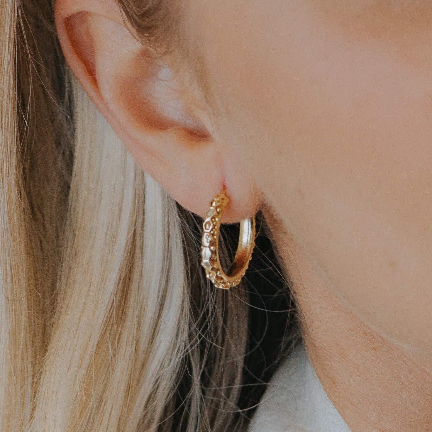 Solid Gold Hebe Hoops - Goddess Celestial Hoop Earrings - Dainty LondonLondon