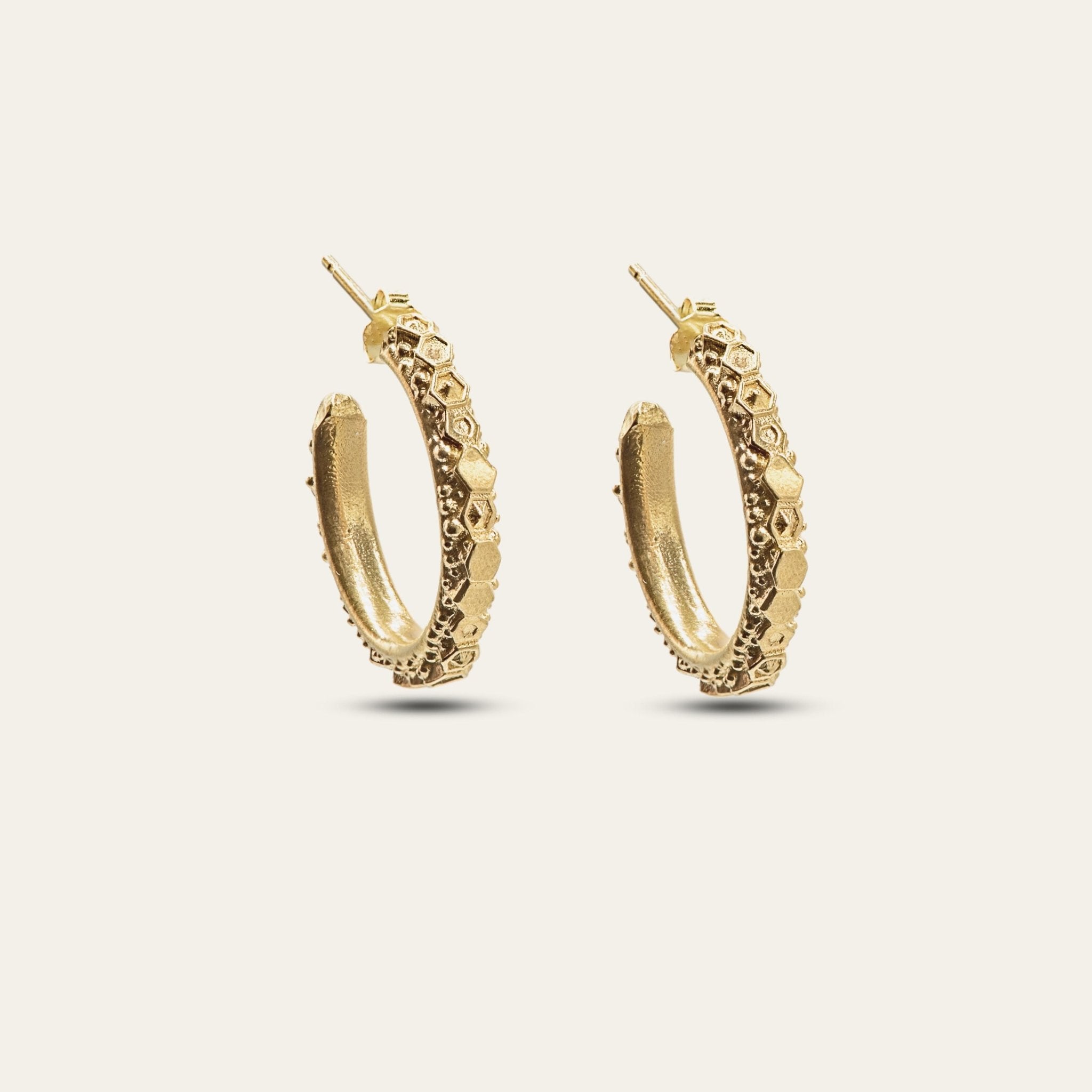 Solid Gold Hebe Hoops - Goddess Celestial Hoop Earrings - Dainty London