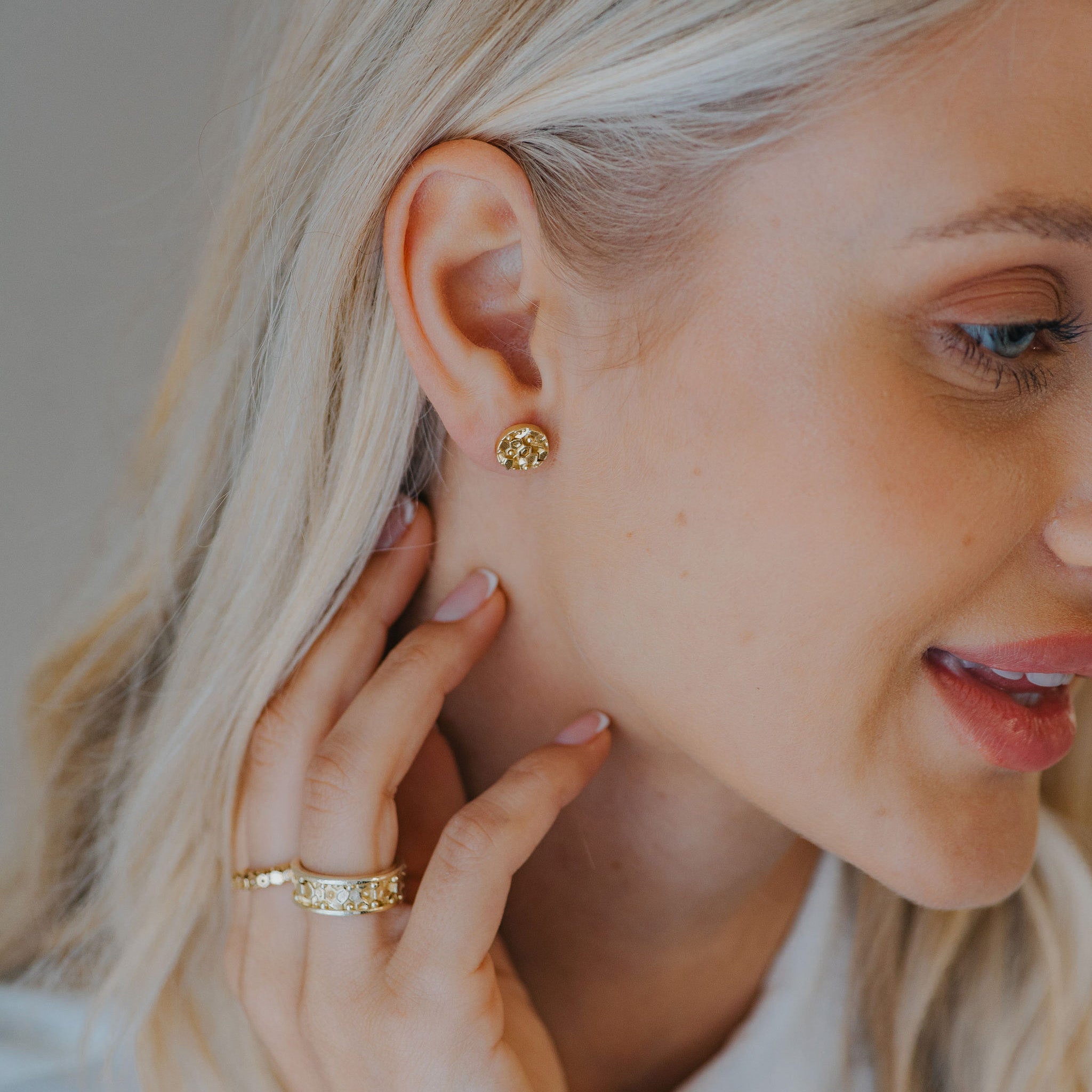 Solid Gold Hemera Studs - Dainty London