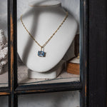 Solid Gold Large Blue Topaz Necklace - Astrid - Dainty London