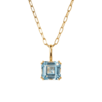 Solid Gold Large Blue Topaz Necklace - Astrid - Dainty London