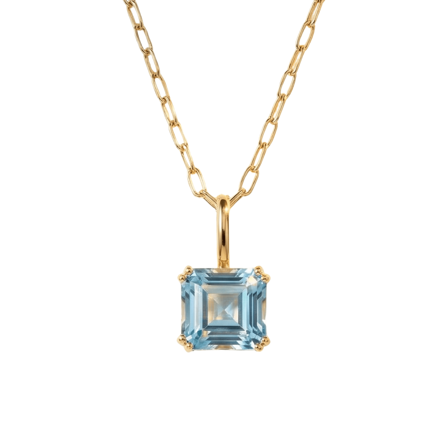 Solid Gold Large Blue Topaz Necklace - Astrid - Dainty London