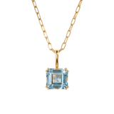 Solid Gold Large Blue Topaz Necklace - Astrid - Dainty London