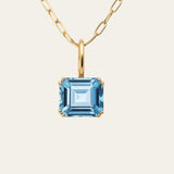 Solid Gold Large Blue Topaz Necklace - Astrid - Dainty London