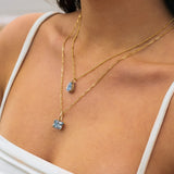Solid Gold Large Blue Topaz Necklace - Astrid - Dainty London