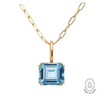 Solid Gold Large Blue Topaz Necklace - Astrid - Dainty London