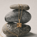 Solid Gold Large Citrine Necklace - Isla - Dainty London