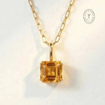 Solid Gold Large Citrine Necklace - Isla - Dainty London
