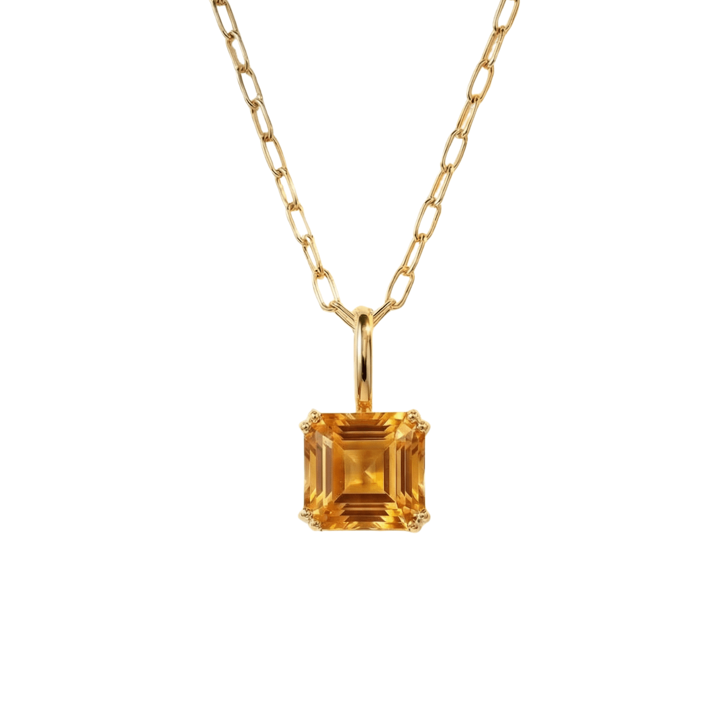 Solid Gold Large Citrine Necklace - Isla - Dainty London