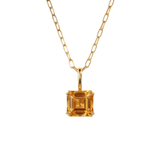 Solid Gold Large Citrine Necklace - Isla - Dainty London
