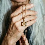 Solid Gold Large Citrine Necklace - Isla - Dainty London