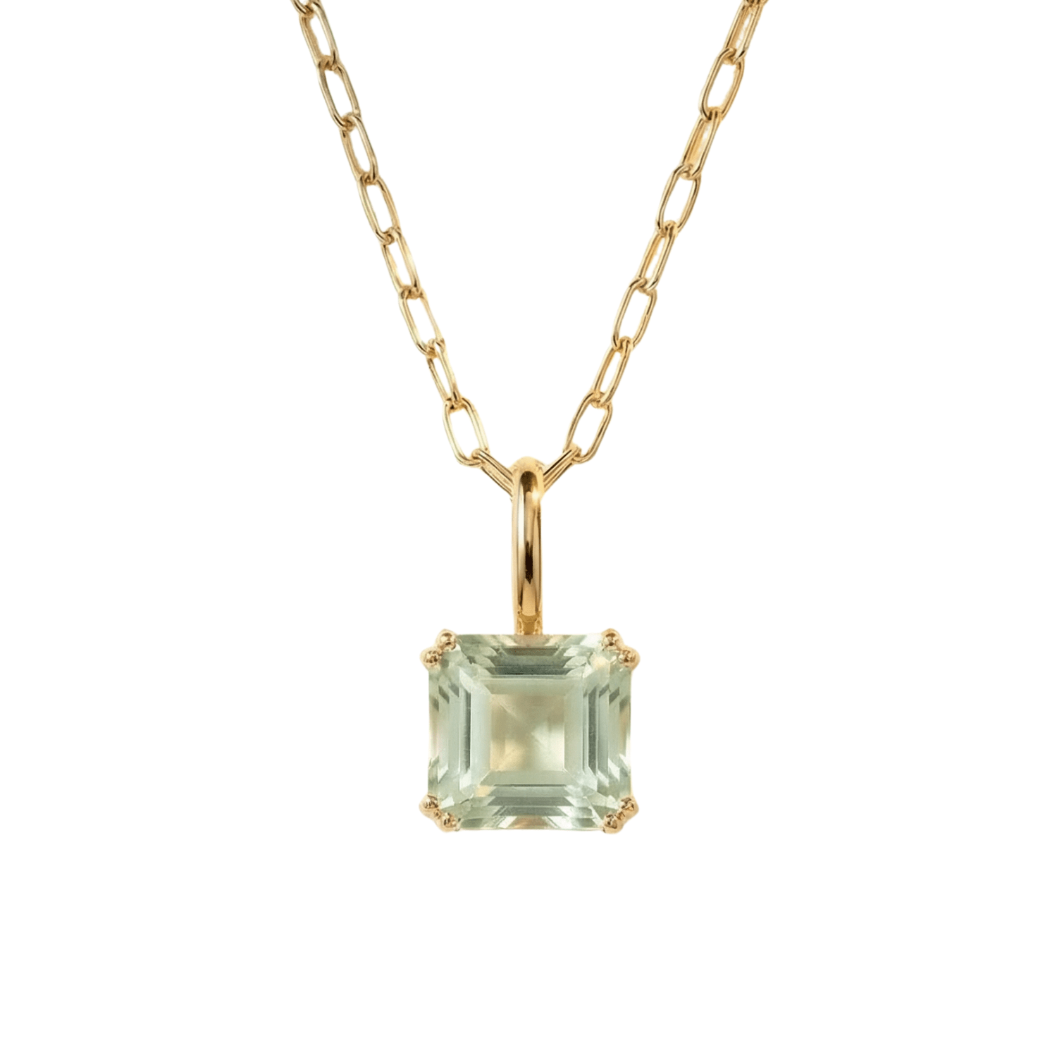 Solid Gold Large Green Quartz Necklace - Giselle - Dainty London