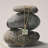 Solid Gold Large Green Quartz Necklace - Giselle - Dainty London