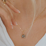 Solid Gold Large Green Quartz Necklace - Giselle - Dainty London