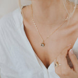 Solid Gold Large Green Quartz Necklace - Giselle - Dainty London