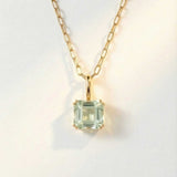 Solid Gold Large Green Quartz Necklace - Giselle - Dainty London