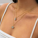 Solid Gold Large Green Quartz Necklace - Giselle - Dainty London
