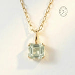 Solid Gold Large Green Quartz Necklace - Giselle - Dainty London coastal jewellery, sea inspired necklace, ocean jewelry gift