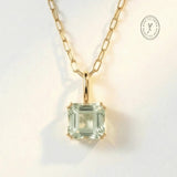 Solid Gold Large Green Quartz Necklace - Giselle - Dainty London coastal jewellery, sea inspired necklace, ocean jewelry gift