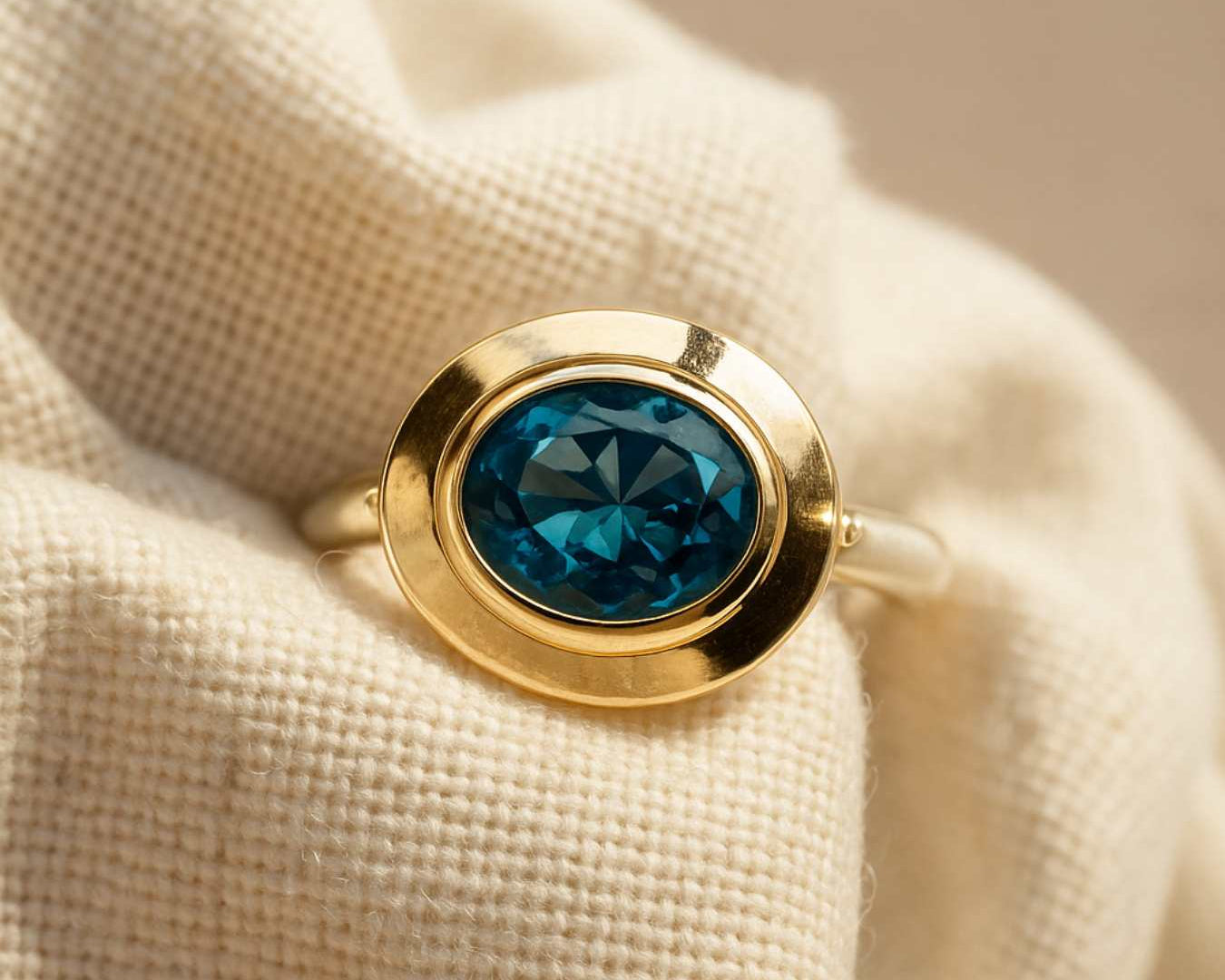 Solid Gold London Blue Topaz Luxury Ring - Calla - Dainty London