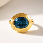 Solid Gold London Blue Topaz Luxury Ring - Calla - Dainty London
