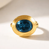 Solid Gold London Blue Topaz Luxury Ring - Calla - Dainty London