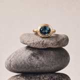 Solid Gold London Blue Topaz Luxury Ring - Calla - Dainty London
