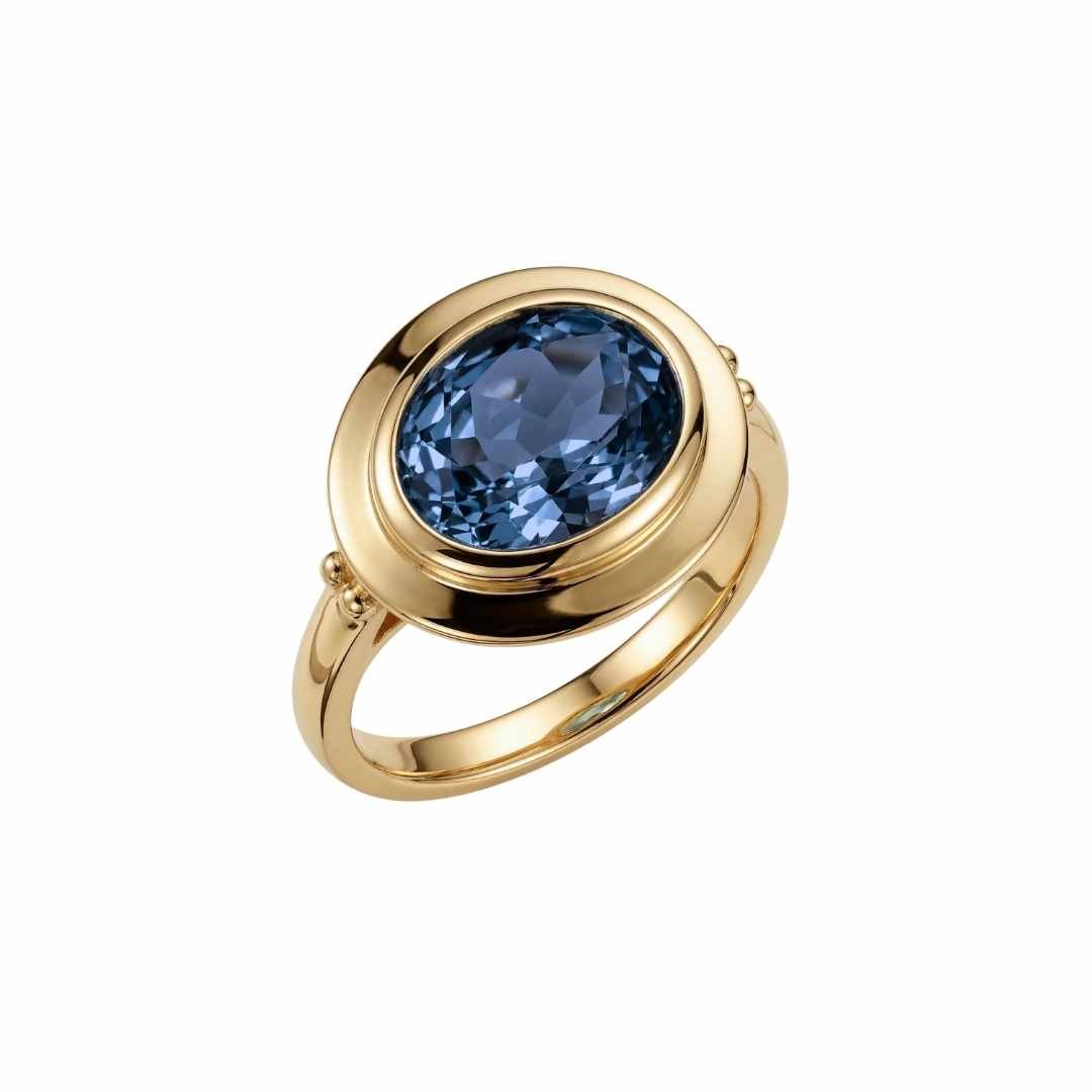 Solid Gold London Blue Topaz Luxury Ring - Calla - Dainty London