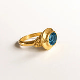 Solid Gold London Blue Topaz Luxury Ring - Calla - Dainty London